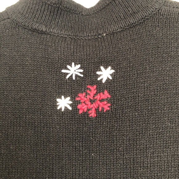 Erika Petite Holiday Sweater Vest Black Knit Zip Up Embroidered Vest Size PL - Picture 5 of 12